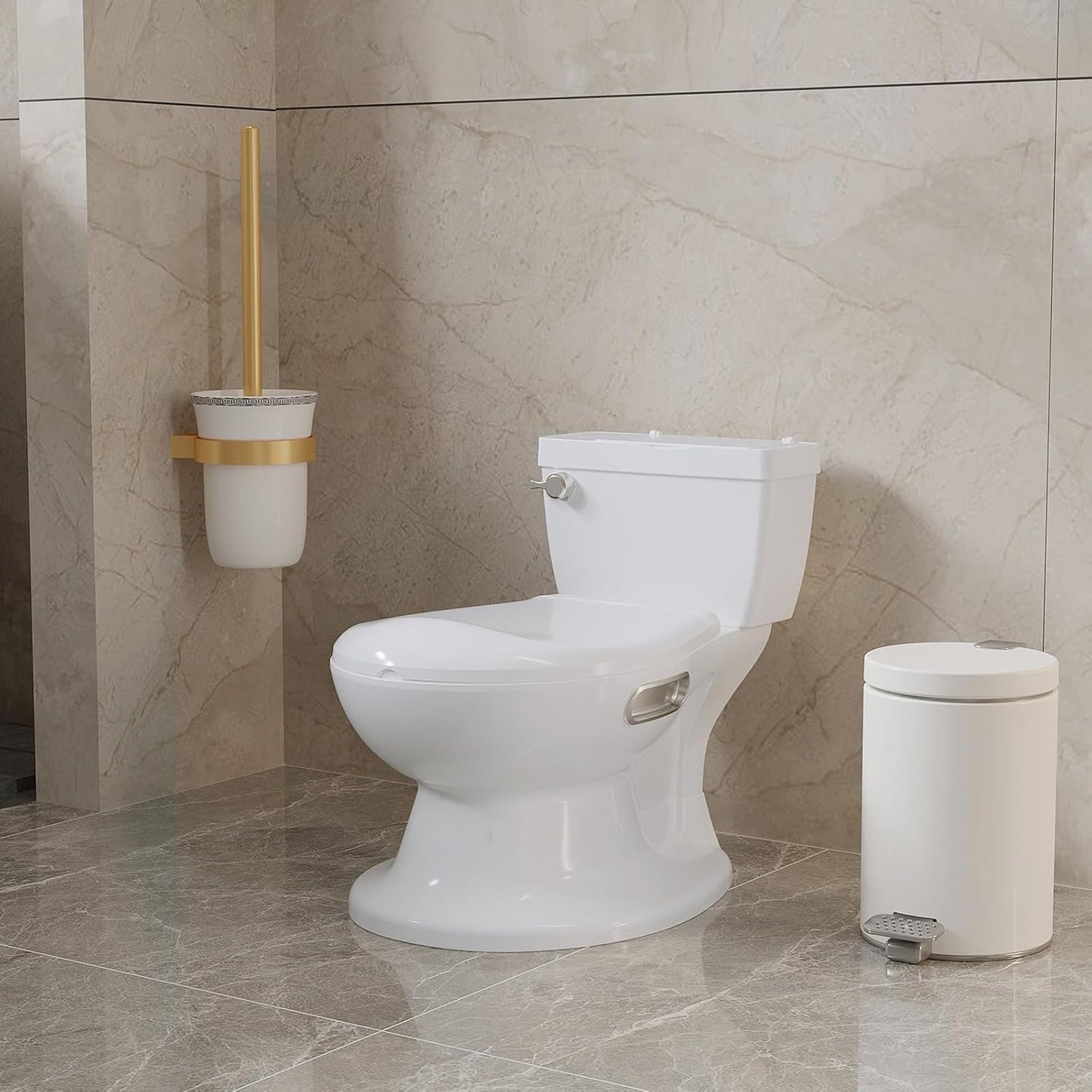 2-in-1 Toddler Potty Training Toilet, Potty Training Toilet for Toddlers, Washable Split Potty with Soft Seat, Realistic Flushing Sound for Boys & Girls Ages with Wipes Storage, Toilet Paper Holder