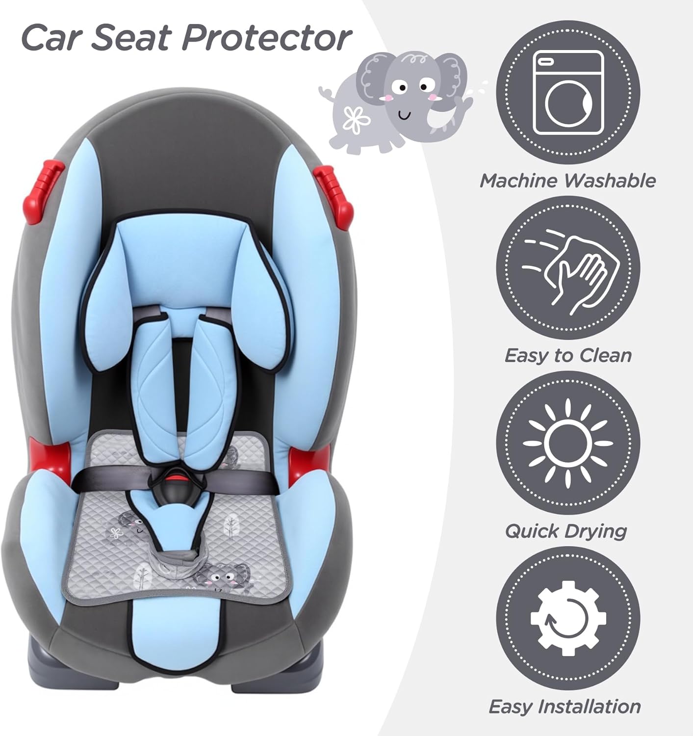 Potty Training Car Seat Protector, Waterproof Car Seat Cover for Toddlers, Piddle Pads for Baby Carseat, Stroller, Non-Slip & Machine Washable (Black, 2PC)