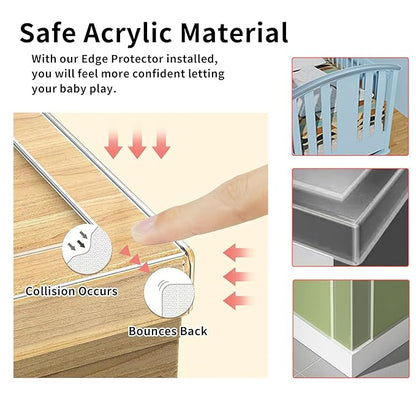2Pack Baby Proofing Edge Protector for Baby,Clear Edge Protector Strip Sharp Edge Wrap Cover Tape,Corner Bumpers for Furniture,Crib Rail Covers for Teething,Total 19.68 Ft (Width 1.18 in)