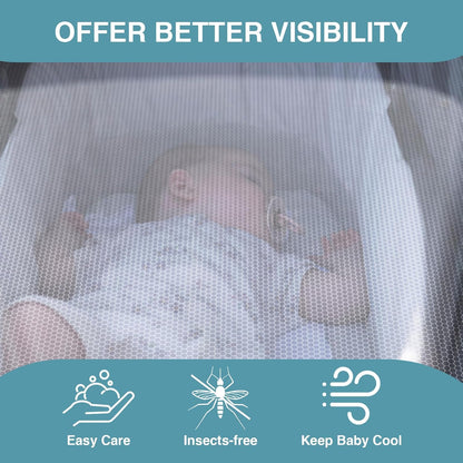 Baby Mosquito Net for Stroller, Perfect Bug Net for Strollers, Bassinets, Cradles, Playards, Pack N Plays and Portable Mini Crib, Baby Insect Netting Cover, Black