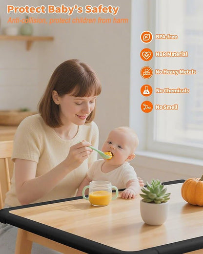 Edge Corner Protector Baby Proofing, 6.56FT 0.6'' Thicken L-Shape Furniture Fireplace Safety Bumper Guard with 6 Corners, Pre-Taped, Soft NBR Rubber Foam, Table Edge Protector for Baby (Black)