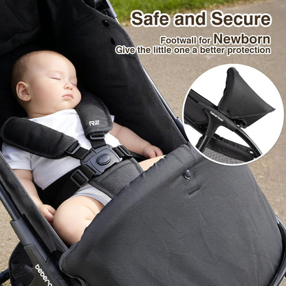 Beberoad Lightweight Baby Stroller for Airplane R2 Small Travel Stroller Compact Strollers Foldable, Infant Toddler Stroller with Adjustable Backrest, Cup Holder and Waterproof Canopy, Black