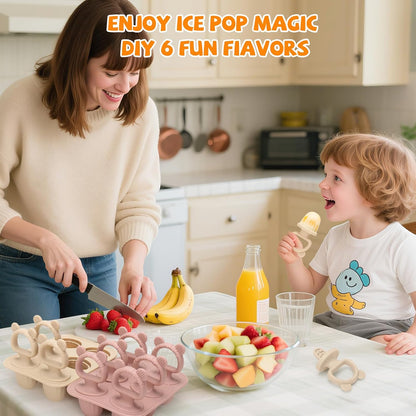 2-in-1 BPA-Free Ice Pop Molds & Silicone Baby Teethers for Teething Relief | Easy Fill Feeder for Breastmilk, Puree & Baby Food | Soothing, Fun & Safe Chewable Teething Toys for Infant & Toddler