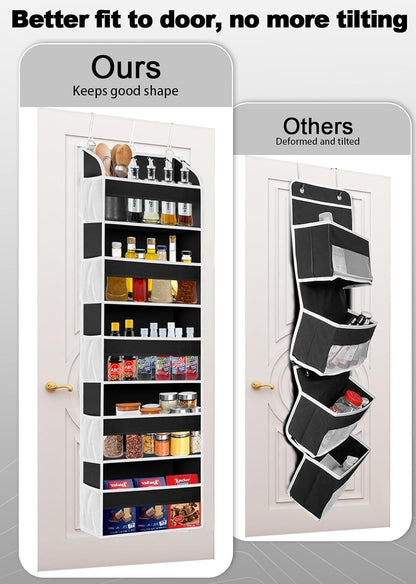 TAHAVICE 1 Pack Over The Door Organizer Storage, Hanging Organizer Closet with 5 Large Pockets 10 Mesh Pockets, 44 lbs Weight Capacity, Behind Door Storage for Nursery Bedroom Bathroom (Dark Grey)