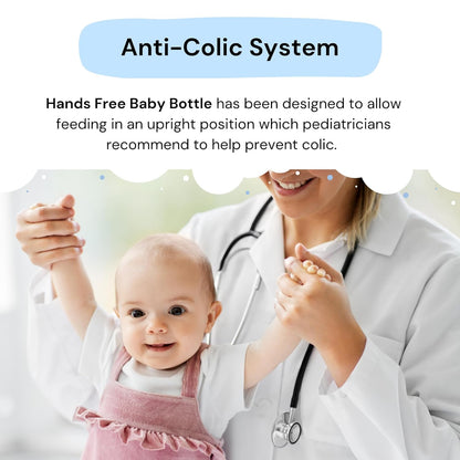 Hands-Free Baby Bottle - Anti-Colic Nursing System 4 oz Baby Bottle with Fast Flow Nipple/Teat 3m+ with Tube Straw Feeding System for Toddler (2 Bottles - Blue)