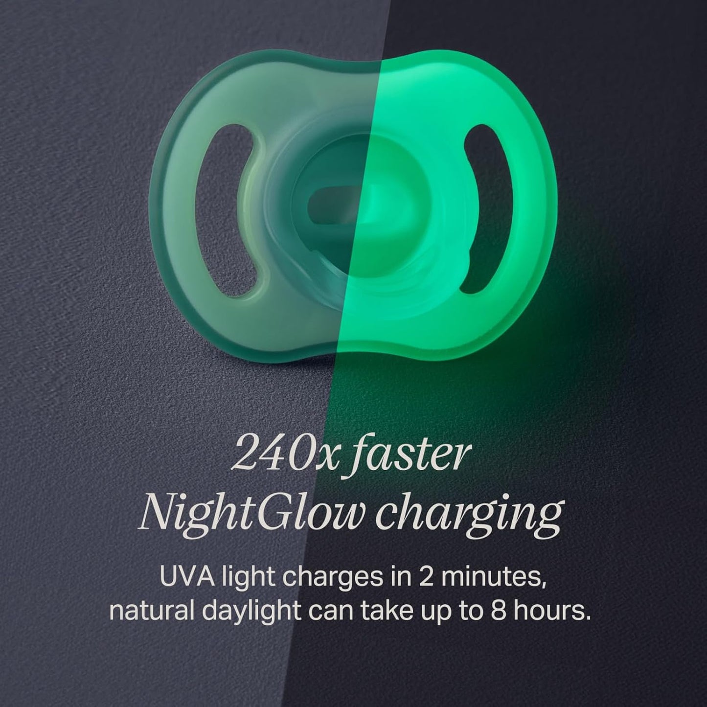 Tommee Tippee NightGlow Pod with 0-6 Month Ultra-Light NightGlow Pacifier, Charge Glow in the Dark Pacifiers in 2 Minutes, Portable UVC Paci Sterilizer, Adjustable Strap, AA Battery or USB Powered