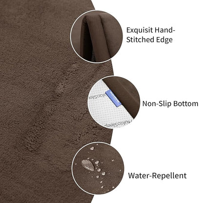 Huloo Sleep Baby Play Mat for Floor,1.3" Thick Elasti-Foam 50x50 Playpen Mat for Toddlers Infant Kids,Water-Repellent Soft Coral Velvet Tummy Time Mat,Non Slip Crawling Mat,Tatami Mat(Dark Brown)