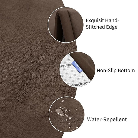 Huloo Sleep Baby Play Mat for Floor,1.3" Thick Elasti-Foam 50x50 Playpen Mat for Toddlers Infant Kids,Water-Repellent Soft Coral Velvet Tummy Time Mat,Non Slip Crawling Mat,Tatami Mat(Dark Brown)