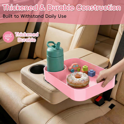 Kids Car Seat Tray, Travel Tray with Cup Holder for Toddler Baby, Kids Car Seat Food Snack Organizer for Road Trip, Stroller Snack Organizer Travel Must Haves Toddler Must Haves (Dark Gray, 1PCS)
