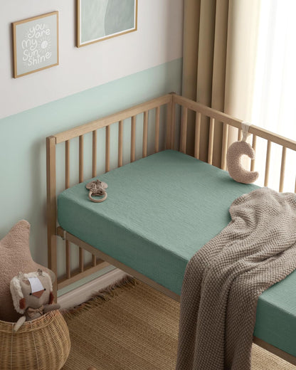 Blissful Diary Muslin Bassinet Sheets for Baby Girls Boys, Boho Soft Cotton Fitted for Oval Hourglass Rectangle Mattress, 2 Pack(Sunshine&Brown)