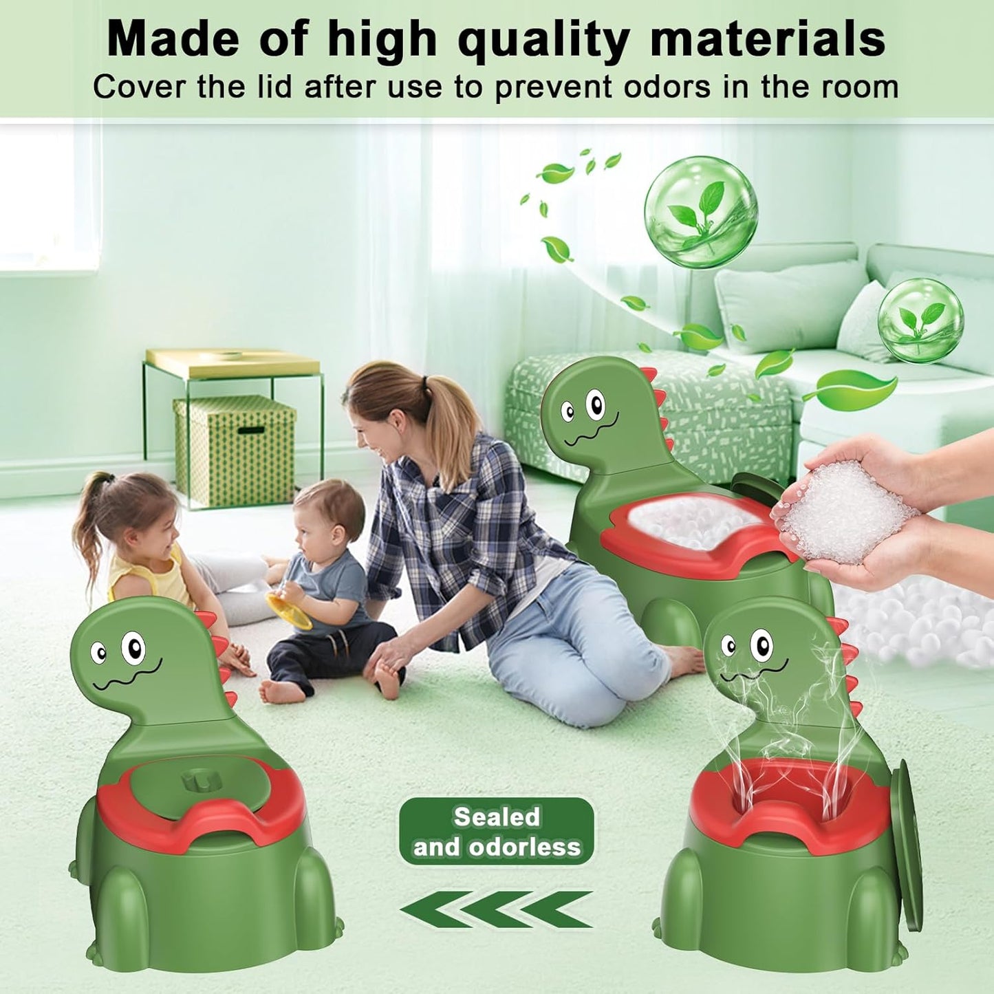 Potty Training Toilet, Toddler Potty Training Seat Baby Potty Chair, Dinosaur Toilet Potty Seat for Boys Girls Kids Toddlers, Portable Travel Potty with lid,Urinal, Splash Guard, Non-Slip Pad(Blue)