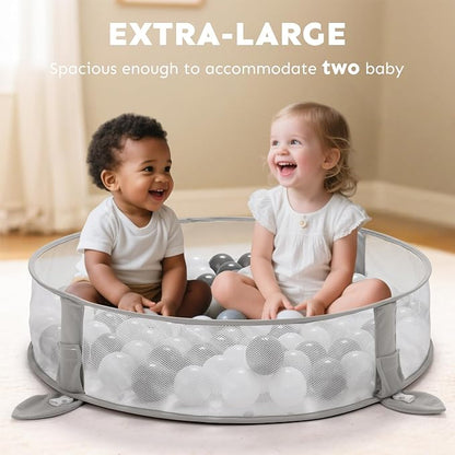 7-in-1 XL Large Baby Play Gym Mat, Tummy Time Mat, Baby Gym & Ball Pit, Baby Activity Mat with Milestone Cards & 6 Detachable Toys for Sensory Motor Skill, Grey Koala