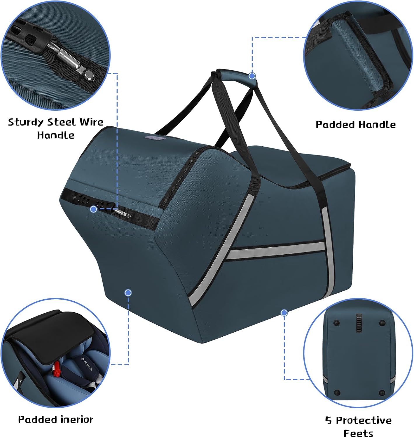 Infant Car Seat Travel Bag for Airplane Compatible with All Nuna Pipa Car Seat and Base,Chicco KeyFit 30 and Base, Padded Car Seat Bags for Air Travel,Car Seat Gate Check Bag with Side Pocket, Black