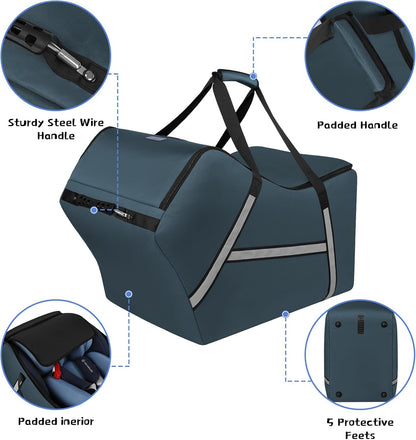 Infant Car Seat Travel Bag for Airplane Compatible with All Nuna Pipa Car Seat and Base,Chicco KeyFit 30 and Base, Padded Car Seat Bags for Air Travel,Car Seat Gate Check Bag with Side Pocket, Black