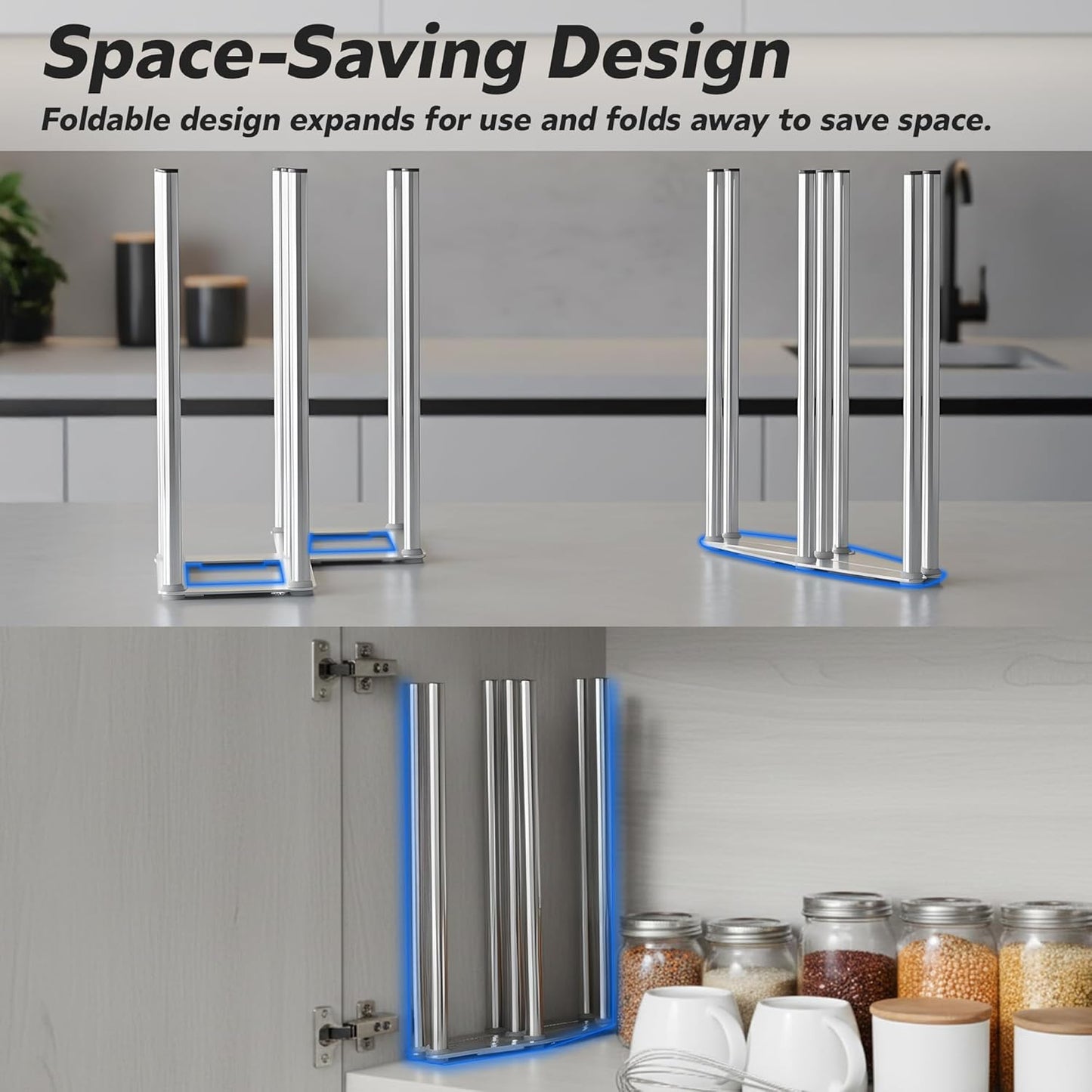 Water Bottle Drying Rack, Cup Drying Rack for Counter, Stainless Steel Tumbler Dryer Stand, Space-Saving Mug & Glass Drying Rack, Heavy-Duty Holder for Cups & Water Bottles (Silver – 7 Pegs)
