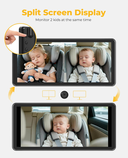 LUCKVIEW BM5PRO 7.2" Dual Camera Baby Monitor, 1080P HD Display for 2 Kids, Night Vision, Easy Install Car Baby Monitor, Ideal Gift, Rear Seat Safety for Babies & Pets