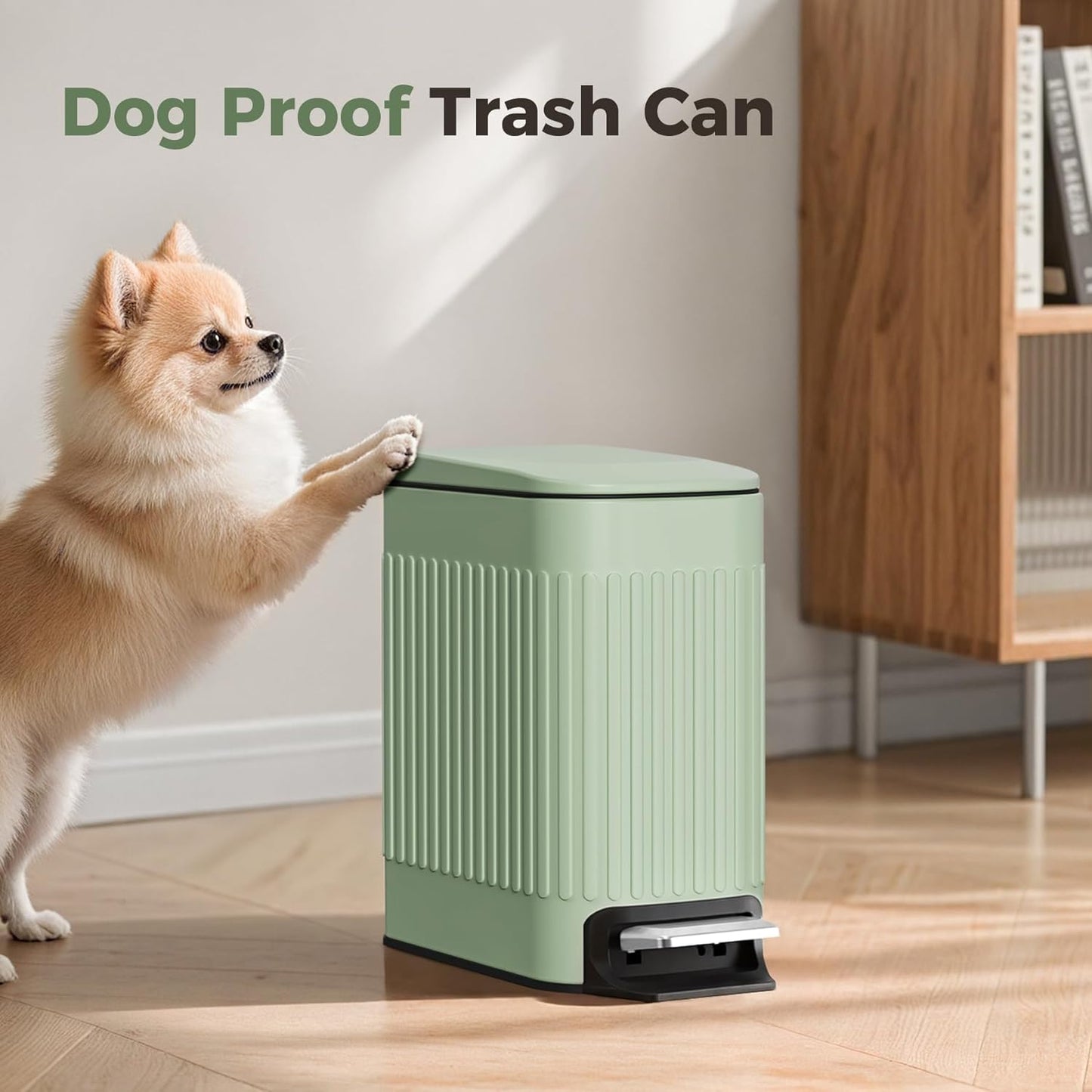 TrashAid Slim Bathroom Trash Can with Lid Soft Close, 6 Liter/1.6 Gallon Stainless Steel Small Garbage Can with Removable Inner Bucket, Step Pedal, Slim Wastebasket for Toilet, Office, Bedroom, White