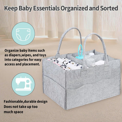 2 Pack Diaper Caddy Organizer, Portable Baby Caddy Organizer with Handle, Collapsible Nursery Storage Bin and Gift Baskets for Girls and Boys - Newborn Essentials, Baby Shower Gifts (Green)