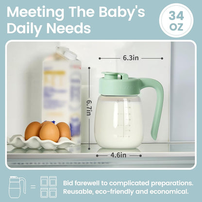 32oz Breast Milk Storage, Glass Formula Mixing Storage with Lid - Heat & Cold Resistant, Leak-Proof Container for Preparing Baby Bottles, Large Mouth for Easy Cleaning & Storage (199mm)