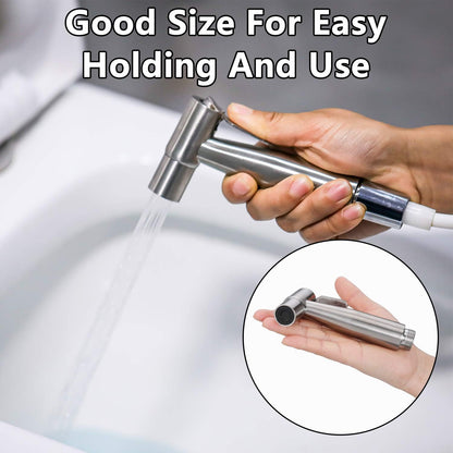 Mudder 2 Pieces Bidet Sprayer Head Stainless Steel Bidet Attachment for Toilet Handheld Cloth Bathroom Diaper Sprayer for Kitchen Adjustable Water Pressure Control (Black)