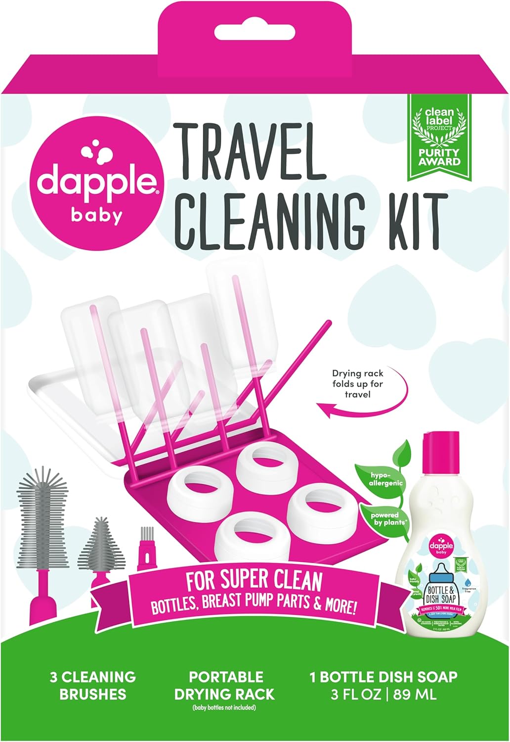 Dapple Baby Fragrance Free Bottle & Dish Soap - (3 Pack) 16.9 fl oz - Cleans Baby Bottles, Sippy Cups, Pacifiers, Breast Pumps, & More - Gently Removes Milk Film & Odors - Includes 1 Pump