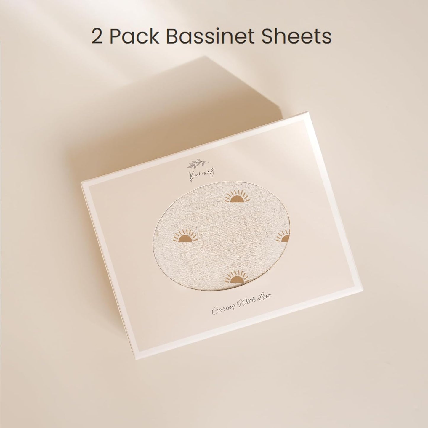 Konssy Muslin Fitted Bassinet Sheets 2 Pack for Baby Girl Boy, Soft Bedside Sleeper Bassinet Sheets Fit for Baby Bassinets, Moses Basket Oval Rectangle Pad/Mattress