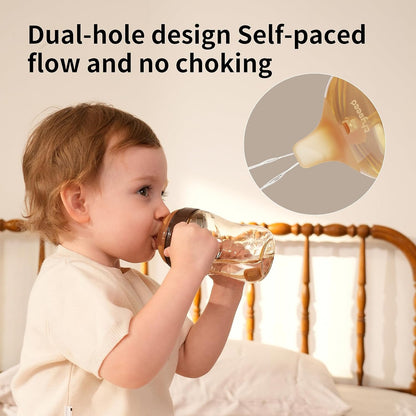 Thyseed Spill-Proof Weighted Straw Sippy Cup, Baby Transition Trainer, Soft Silicone Spout, BPA-Free, 6m+, 10 oz, 1 Pack