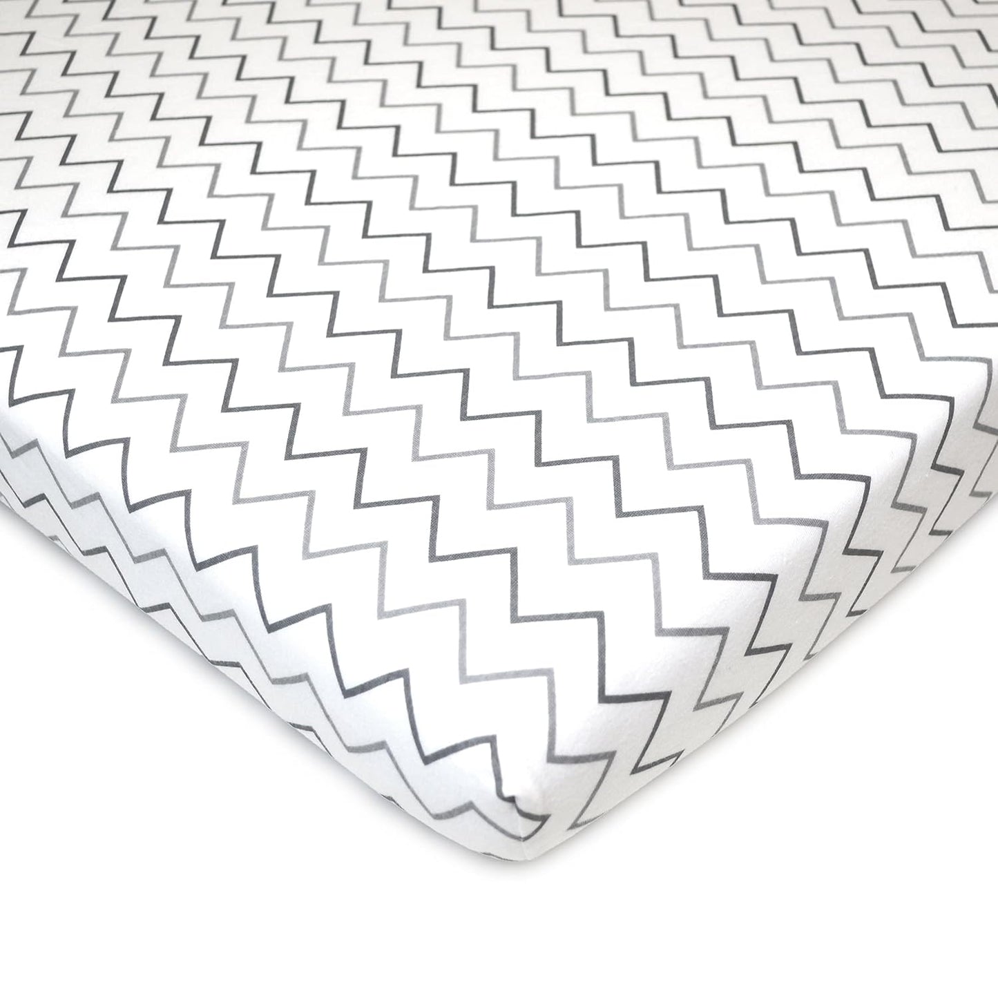 American Baby Company 2 Pack 100% Natural Cotton Fitted Pack and Play Sheets 39" x 27" - Soft & Breathable Pack N Play Sheets for Playard & Mini Crib Mattress, Pink Stars/Zigzag, for Boys & Girls