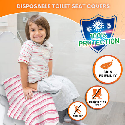 20 Extra Large Toilet Seat Covers Disposable for Kids & Adults-Toilet Covers Disposable for travel-Toddler Toilet Seat Cover Liners for Potty Training-Individually Wrapped-Waterproof (Bees)