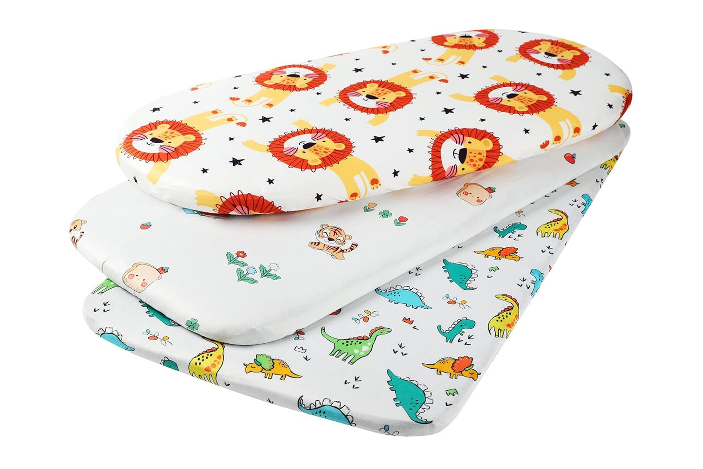 Onacosht Stretchy Bassinet Sheets 33" x 19" Compatible with Mika Micky, KoolaBaby (3 in 1), BabyBond, HARPPA and RICUTON Bedside Bassinet, 3 Pack for Baby Boy and Girl, Pink Floral