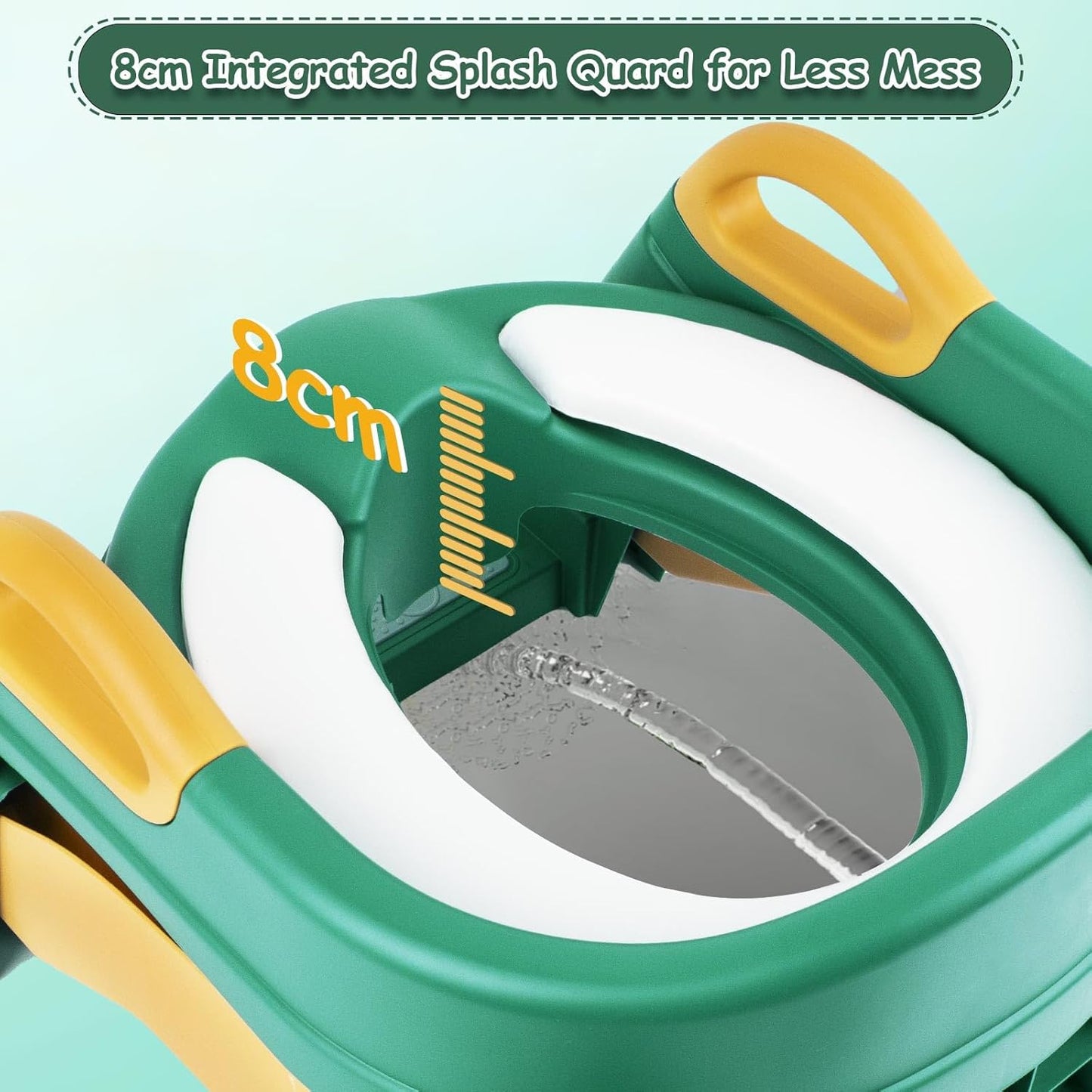 3 in 1 Toddler Potty Training Seat Chair with Ladder and Basin for Boys and Girls, Adjustable Kids Potty Training Seat for Toilet with Anti-Slip Wide Steps and Safety Handles (Green)