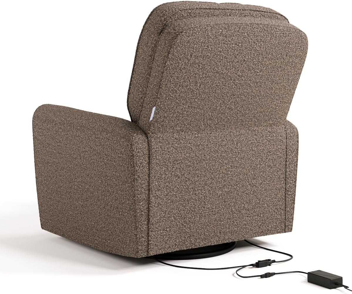 Storkcraft Amalfi Deluxe Power Recliner Swivel Glider – Premium Electronic Nursery Rocking Chair, Oeko-TEX 100 Certified, Includes Dual-USB Charging Port with USB-A & USB-C (Black Boucle)