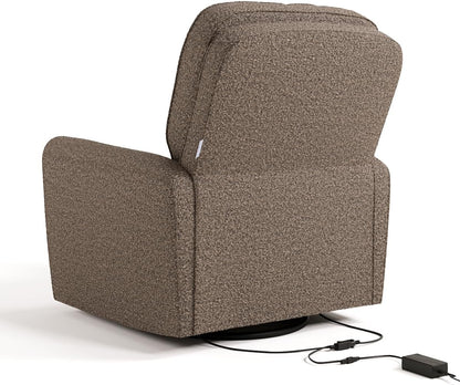 Storkcraft Amalfi Deluxe Power Recliner Swivel Glider – Premium Electronic Nursery Rocking Chair, Oeko-TEX 100 Certified, Includes Dual-USB Charging Port with USB-A & USB-C (Black Boucle)