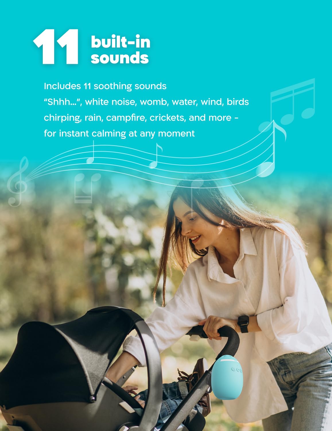 Automatic Baby Rocker for Stroller - Multi-Function Universal Stroller Rocker & White Noise Sound Machine for Baby, Rocking Device & Portable Sound Machine Travel w/Built-in Sounds & Speaker
