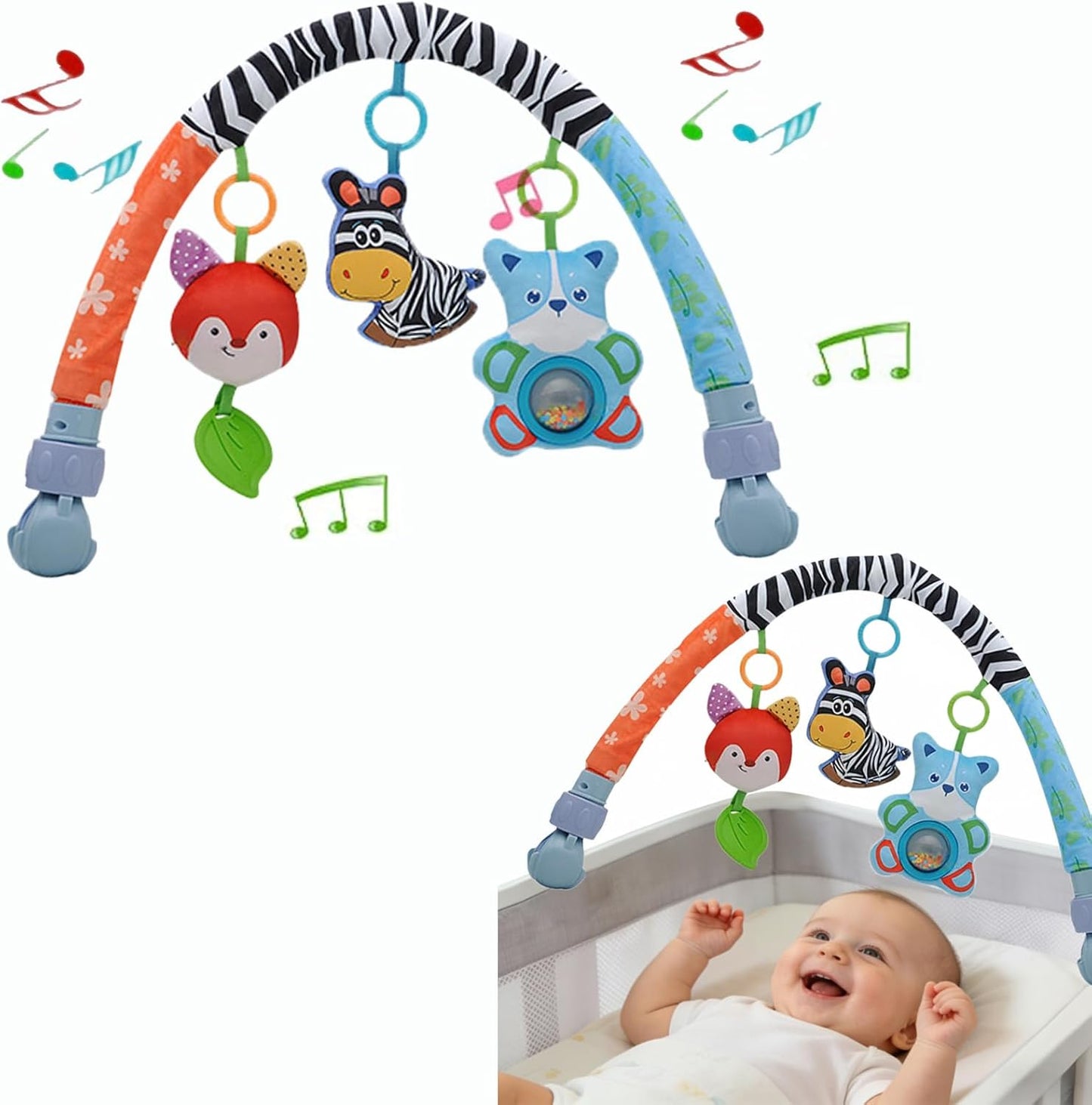 Pau1Hami1ton Baby Stroller Arch Toys, Car Seat Toys,Bouncer Toy Bar/Mobile for Bassinet,Adjustable Baby Hanging Toys Fit for Crib Bed,Stroller,Car Seat.S-19(Crab)