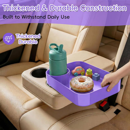 Kids Car Seat Tray, Travel Tray with Cup Holder for Toddler Baby, Kids Car Seat Food Snack Organizer for Road Trip, Stroller Snack Organizer Travel Must Haves Toddler Must Haves (Dark Gray, 1PCS)