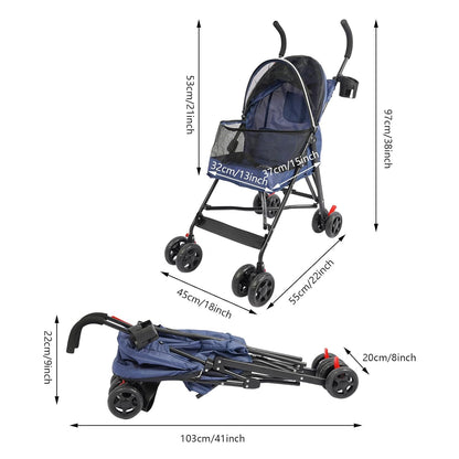 Pet Gear Travel Lite Plus Stroller,Compact Portable Jogger All Terrain Travel Pet Gear, Foldable Lightweight Durable Pet Stroller for Small To Medium Pets Dogs And Cats up to 15 pounds (Gray)
