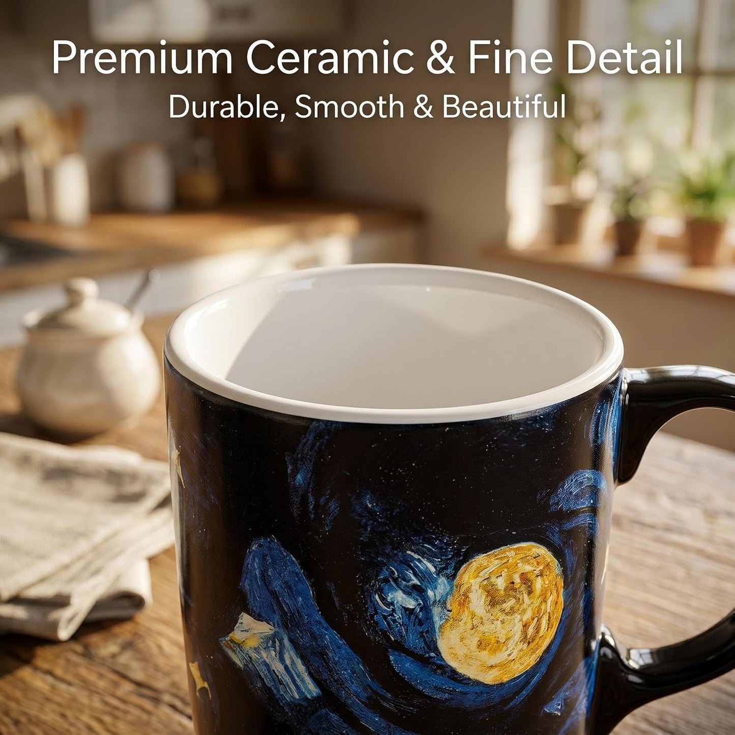 17 oz Ceramic Travel Mug, Colorful Floral Coffee Mug with Lid | 17 oz Ceramic Travel Mug • Microwave & Dishwasher Safe • Handle • Gift Box Included