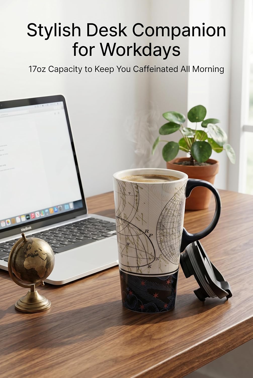 17 oz Ceramic Travel Mug, Colorful Floral Coffee Mug with Lid | 17 oz Ceramic Travel Mug • Microwave & Dishwasher Safe • Handle • Gift Box Included