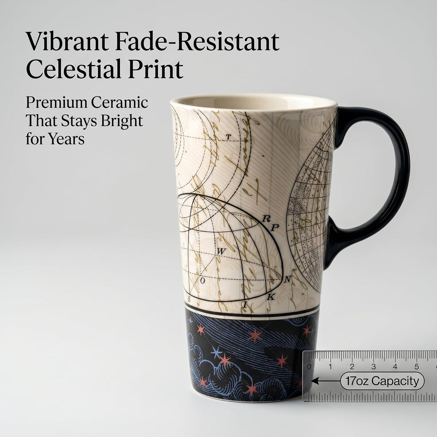 17 oz Ceramic Travel Mug, Colorful Floral Coffee Mug with Lid | 17 oz Ceramic Travel Mug • Microwave & Dishwasher Safe • Handle • Gift Box Included
