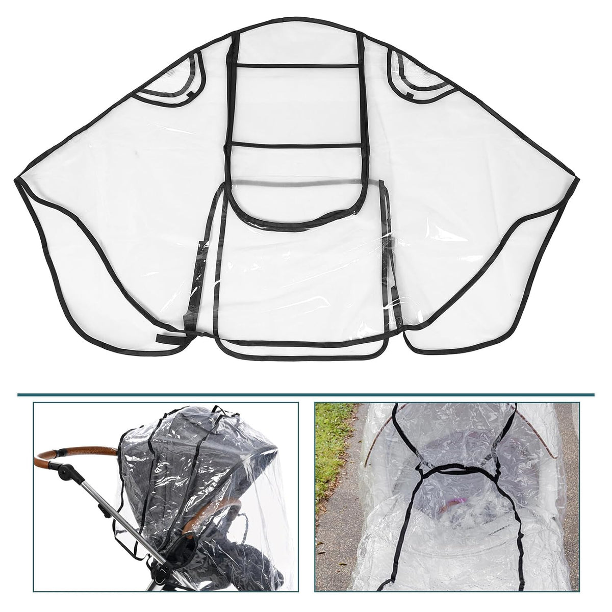 Universal Stroller Rain Cover for Babies, Eva Windproof Protective Shield with Zipper, Dustproof Rainproof Travel Accessory