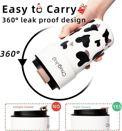 16 oz Travel Coffee Mug with Ceramic Coating, Leak-Proof Vacuum Insulated Coffee Tumbler with Lid, Reusable Double Wall Stainless Steel Travel Cup for Hot& Cold Drinks (Violet Dream)