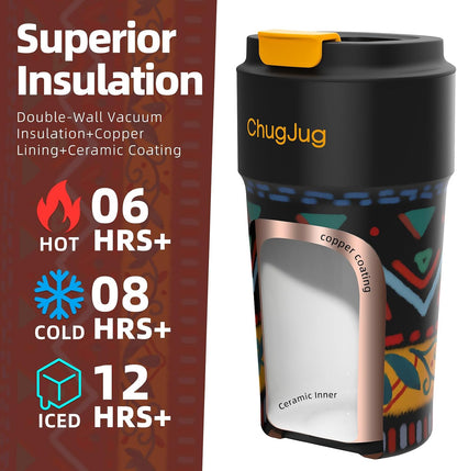 16 oz Travel Coffee Mug with Ceramic Coating, Leak-Proof Vacuum Insulated Coffee Tumbler with Lid, Reusable Double Wall Stainless Steel Travel Cup for Hot& Cold Drinks (Violet Dream)