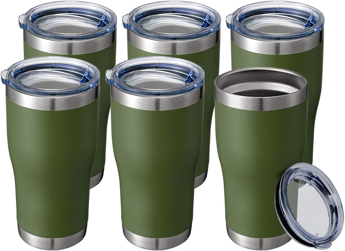 20 oz Tumbler Bulk, Stainless Steel Tumblers with Lid, Vacuum Insulated Tumbler, Double Wall Powder Coated Cup, coffee mugs, Navy Blue, 6 Pack