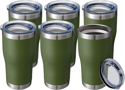 20 oz Tumbler Bulk, Stainless Steel Tumblers with Lid, Vacuum Insulated Tumbler, Double Wall Powder Coated Cup, coffee mugs, Navy Blue, 6 Pack
