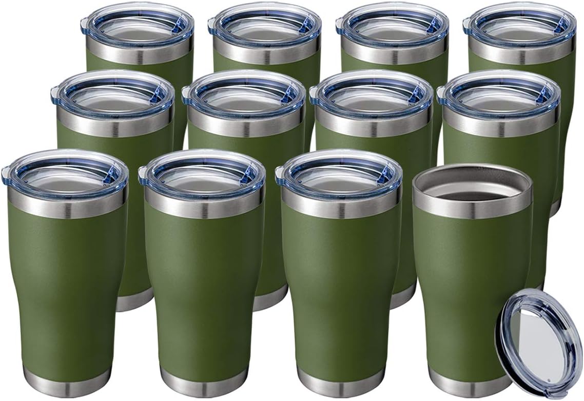20 oz Tumbler Bulk, Stainless Steel Tumblers with Lid, Vacuum Insulated Tumbler, Double Wall Powder Coated Cup, coffee mugs, Navy Blue, 6 Pack