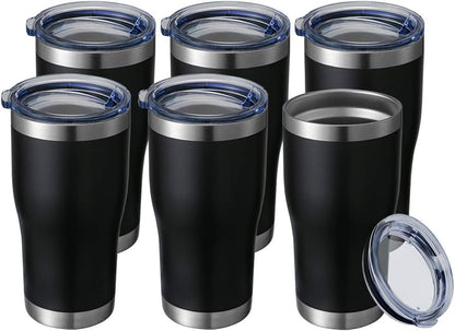 20 oz Tumbler Bulk, Stainless Steel Tumblers with Lid, Vacuum Insulated Tumbler, Double Wall Powder Coated Cup, coffee mugs, Navy Blue, 6 Pack