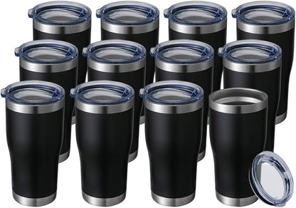 20 oz Tumbler Bulk, Stainless Steel Tumblers with Lid, Vacuum Insulated Tumbler, Double Wall Powder Coated Cup, coffee mugs, Navy Blue, 6 Pack