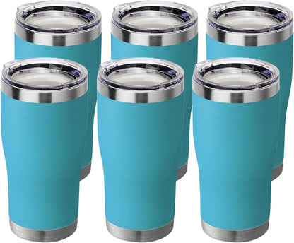 20 oz Tumbler Bulk, Stainless Steel Tumblers with Lid, Vacuum Insulated Tumbler, Double Wall Powder Coated Cup, coffee mugs, Navy Blue, 6 Pack