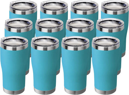 20 oz Tumbler Bulk, Stainless Steel Tumblers with Lid, Vacuum Insulated Tumbler, Double Wall Powder Coated Cup, coffee mugs, Navy Blue, 6 Pack